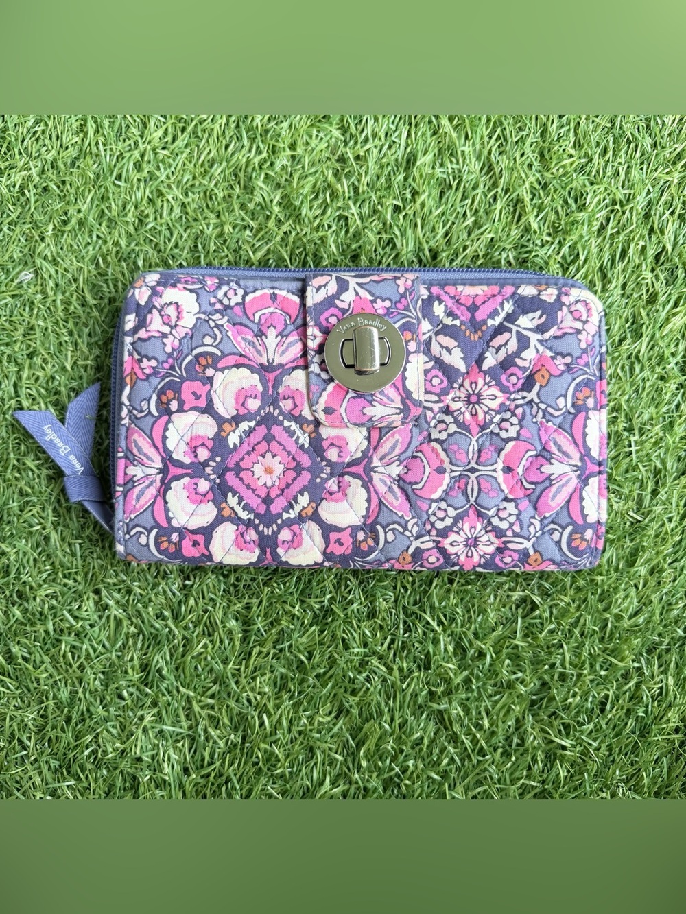 Vera Bradley Floral Turn-Lock Zip Around Wallet
